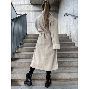 Europa e Stati Uniti autunno e inverno nuovo Casual <span class=keywords><strong>Trench</strong></span> in pelle sintetica spessa in ampio cappotto alla <span class=keywords><strong>moda</strong></span> donna - Product Image 5