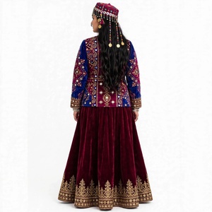 Nouvelle arrivée : robe afghane pour femme, coupe évasée, design personnalisé, tissu en dentelle antique, broderie de pièces de monnaie anciennes, boutons, robe afghane naturelle - Product Image 3
