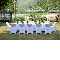 Tables rectangulaires pliantes en plastique HDPE blanc pour événements de mariage, banquets et fêtes en plein air