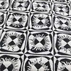 NAIS new high quality unique poly cotton black white abstract sun circle square lines brocade jacquard fabric for dress