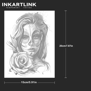 INKARTLINK - Pegatinas de Tatuajes Temporales para el Cuerpo, Diseño de <span class=keywords><strong>Medusa</strong></span> y Calavera, Resistentes al Agua, Ecológicas, Duran 15 Días, Paquete al por Mayor - Product Image 4