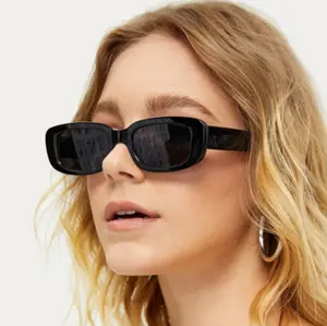 Hình chữ nhật Shade Sunglasses phụ nữ Kính mát vuông vintage Olive xanh đa màu sắc Kính mặt trời Chống UV hình chữ nhật phụ nữ Kính mát