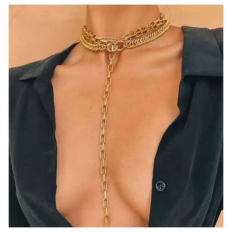 פאנק שכבות שרשרת אינדי אסתטי תכשיטי שרשרות צוואר סקסי מתנה נשי אופנה מגניב אביזרי עבור בנות שרשראות
