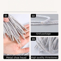 Lacets de chaussures en cristal de diamant scintillant, strass, ronds, 4 mm, lacets brillants de luxe pour baskets, cordon de serrage lumineux, décoration de chaussures