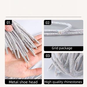 Lacets de chaussures en cristal de diamant scintillant, strass, ronds, 4 mm, lacets brillants de luxe pour baskets, cordon de serrage lumineux, décoration de chaussures - Product Image 2