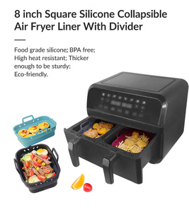 Tapis de cuisson pliable en silicone pour friteuse à air, 8 pouces, double face, réutilisable, antiadhésif, avec logo personnalisé OEM - Product Image 3