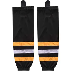 经典条纹设计透气大腿高冰球袜团队腿胫支撑定制运动袜带胶带