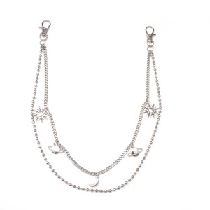 Unisex Waist Chain Double Layer Star Sun <b>Moon</b> Pendant Zinc Alloy Hip Hop Fashion Accessory Daily Wear - Product Image 5