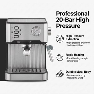 Machine à expresso semi-automatique italienne AWK-08, 20 bars, mousseur à lait à vapeur haute pression, pour usage domestique et professionnel - Product Image 6