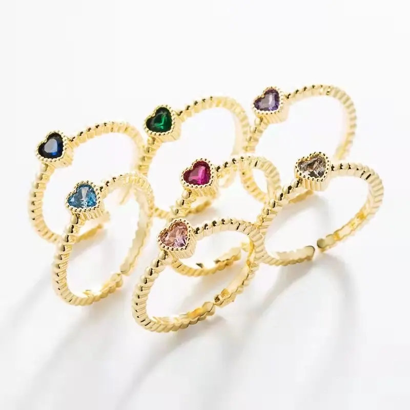 Luxo designer diamante cabelo contas para tranças acessórios cor cristal coração banhado a ouro anéis