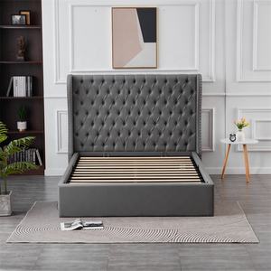 Cabecera y Piecera Modernas y Populares de Cuero Gris con Botones, Cama con Almacenamiento y Elevación a Gas de Alta Calidad, Camas Tapizadas con 30 Días de Garantía - Product Image 3