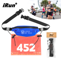 Sac de taille élastique résistant à l'eau personnalisé IRun pour marathon, sac de course élastique pour numéro de course, sac banane pour entraînements, support de téléphone pour jogging