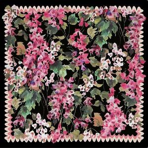 Foulard carré en satin de polyester 70x70cm à imprimé floral aquarelle, motif botanique vintage, pour femme, printemps automne - Product Image 3