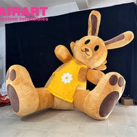 Lapin en peluche gonflable brun, lapin en peluche gonflable pour la décoration de Pâques