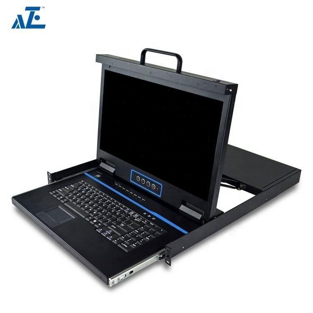 1U 16-Port KVM Console 17-Inch 1080P HD Wide Screen Monitor Black IP20 Rated for Server Rack Cabinet 1 Year Warranty in Stock