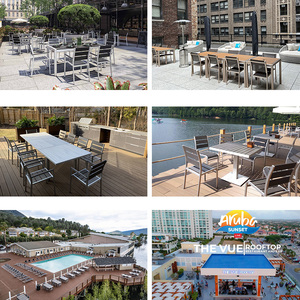 Coets Brand <b>Outdoor</b> Furniture Brushed Aluminum Frame <b>Plastic</b> Wood Restaurant Patio <b>Outdoor</b> <b>Tables</b> and Chairs Set Restaura - Product Image 4