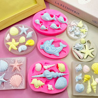 Moule à gâteau en silicone en forme de coquillage marin, de conque et de baleine, pour la décoration de mousse au chocolat, résine, démoulage facile, résistant à la chaleur, compatible four