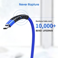 Kabel Pengisi Daya Cepat 10 Kaki Kabel Pengisi Daya Armor Mikro/Tipe C/IOS 8 Pin Kabel Data 1M 2M 3M