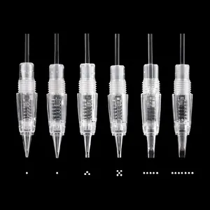 D Professional Screw In Transparent Permanent Makeup Cartridge Needle Tattoo Cartridges Disposable Microblading Machine Needle