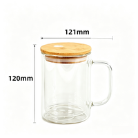 Mug à bière en verre transparent à double paroi de 15 oz avec poignée, couvercle en bambou et paille, idéal pour les fêtes et les réunions de famille