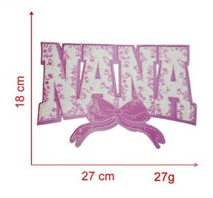 Nouvel arrivage : Patch NANA brodé en chenille et sequins, thermocollant, grande taille 27 cm - Product Image 6