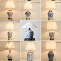 Lampes LED en tissu blanc de style chinois à succès, lumières d'intérieur, salon, peinture à la main en porcelaine, décoration de maison en céramique