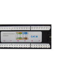 Panel Patch UTP 19 Inci 24 Port 1U Rack Mount Tipe Punch Down untuk Kabel Cat6, Kabel Patch Panel T568A/T568B