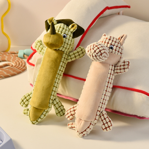 Peluş dolu köpek oyuncak karikatür hayvan tasarım gıcırtılı oyuncaklar yumuşak dayanıklı kumaş kapalı açık hediyeler için komik interaktif oyun - Product Image 6
