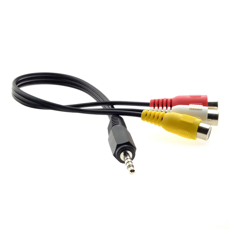 Cabo e conectores automotivos, de alta qualidade, estéreo, 3.5mm a 3 rca, cabos e conectores, carro, aux, adaptador óptico digital, divisor, cabo de áudio e de vídeo para tv