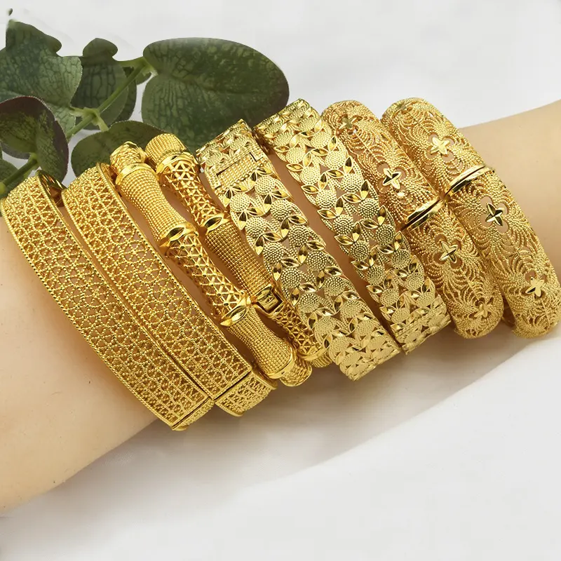 Haute qualité 24K plaqué or laiton indien bracelets dubaï mariée indonésie sable Bracelet pour femmes filles cadeau