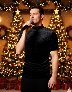 T-shirt in Velluto a Maniche Corte per <span class=keywords><strong>Uomo</strong></span>, Collo Tondo, Stile Pullover, Adatta sia Come Maglia Intima che Come Capo Esterno. - Product Image 5