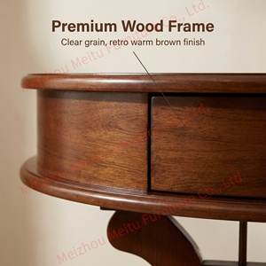 23.6" Harp Semi-Circle Top Drawer Cherry Narrow <strong>Entry</strong> <strong>Table</strong> - Traditional Solid Wood Console <strong>Table</strong> for Hallway Living Room - Product Image 4