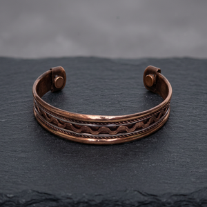Bracelet de luxe en cuivre sculpté à la main, artisanat indien traditionnel, thérapie magnétique, soulagement de l'arthrite, bijoux de guérison - Product Image 3