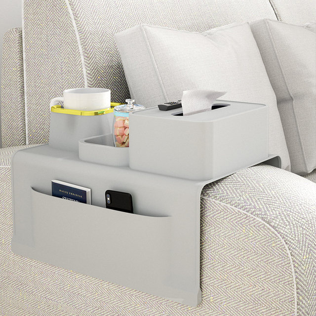 Silicone Sofa Cup Holder Anti-Splash Anti-Slip Couch Armrest Tray With Pockets Suitable for Remote Control Snacks Storage