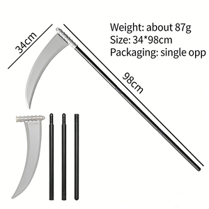 Scythe Prop, version double, luminescente et classique, pour déguisement d'enfants, jeu et performance d'Halloween - Product Image 3