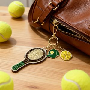 Portachiavi con Ciondolo Racchetta da Tennis e Pallina, Charm per Borsa Sportiva, Regalo per Uomini e Donne - Product Image 5