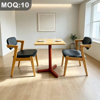 Chaise de salle à manger en bois massif et métal, 4 places, avec revêtement en cuir, personnalisable OEM ODM, pour restaurant, bar et centre commercial