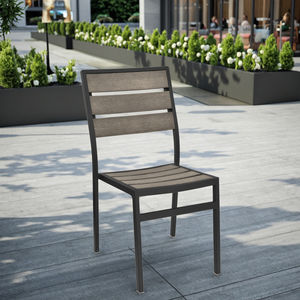 Moderne restauranttafel en -stoelenset, commerciële kwaliteit, aluminiumlegering, teakhout, kunststof, waterdicht, geschikt voor hotels en patio's. - Product Image 2