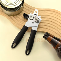 Ouvre-boîte manuel multifonctionnel en acier inoxydable avec poignée antidérapante, ouvre-bouteille 3 en 1 pour bouteilles de bière et pots, gadget de cuisine