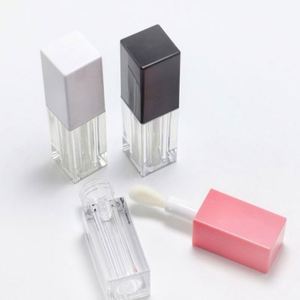 Contenant carré en plastique de 5 ml avec grand applicateur, pour gloss et huile à lèvres, tubes vides, emballage rose, blanc, noir, sérigraphié épais - Product Image 6