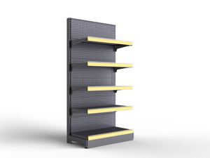 Estanterías de Góndola para Supermercado, Resistentes, de Doble Cara, de Acero Perforado, con Recubrimiento de Polvo Epoxi, Capacidad de 50-90 kg - Product Image 3