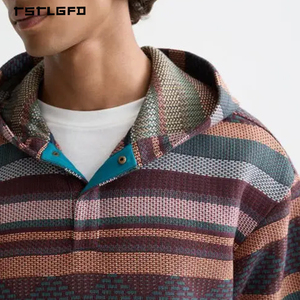 เสื้อฮู้ดถักสไตล์วินเทจสำหรับผู้ชาย ปักโลโก้ตามสั่ง ทรงหลวม สไตล์คลาสสิก ลายแจ็คการ์ด สตรีทแวร์ ผ้าฝ้ายออร์แกนิค 100% เป็นมิตรต่อสิ่งแวดล้อม - Product Image 3