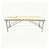 Lit de massage pliable de haute qualité à 2 sections, cadre en acier inoxydable, lit de beauté portable
