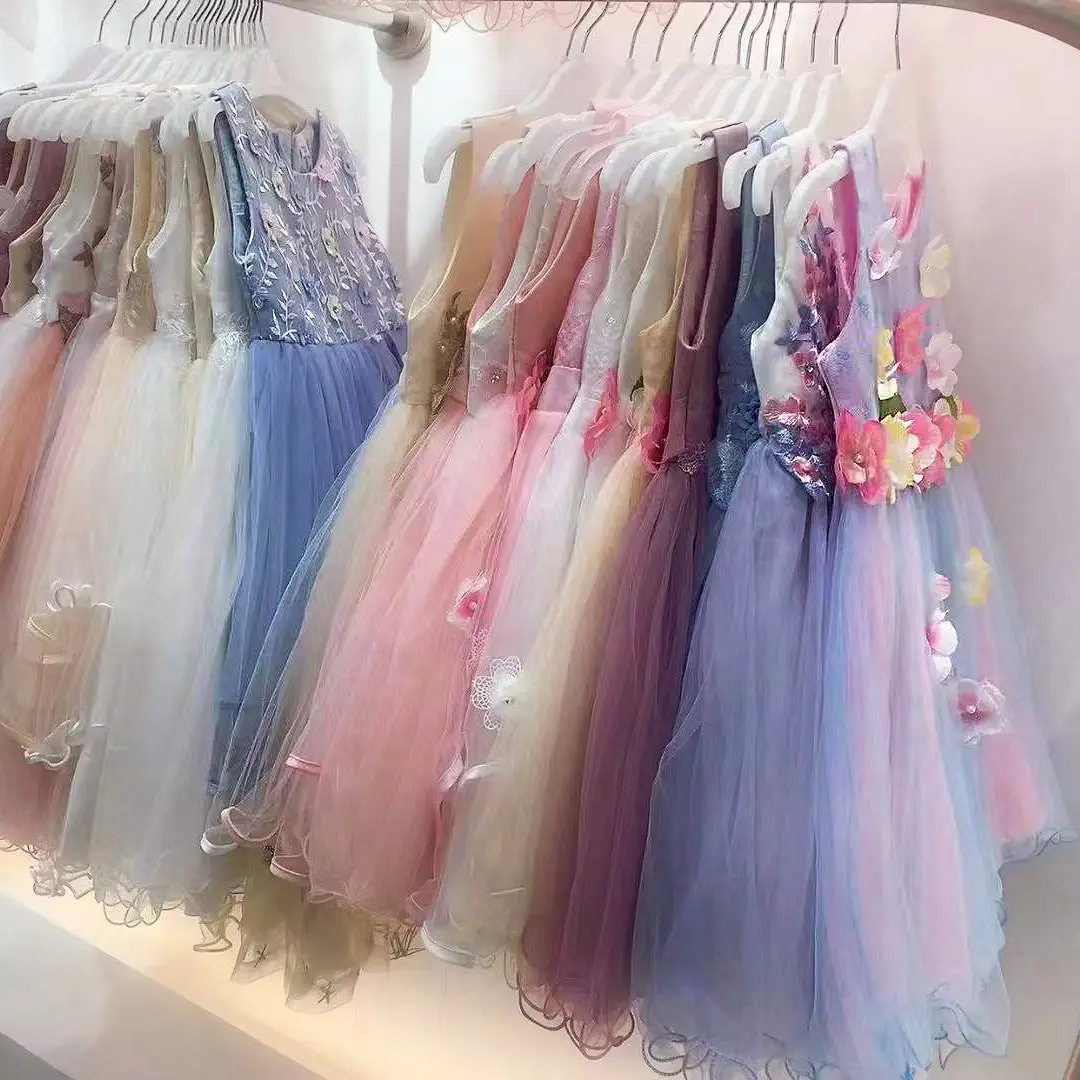 Robe de princesse pour petite fille, vente en gros, motif floral, en vrac, à la mode, pour enfant de 1 à 6 ans, réduction
