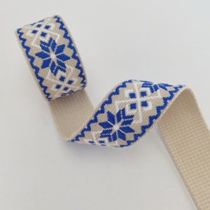 Cinta de Poliéster de Estilo Étnico para Accesorios de Correas de Bolsos, Cinta Jacquard con Diseño de Hoja de Arce y Rombo para Bolsos - Product Image 4