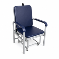 Chaise-lit médicale pliable avec cadre en acier, revêtement en cuir PU, mousse de 30 mm, 6 roulettes, rangement facile, utilisation en salle d'hôpital