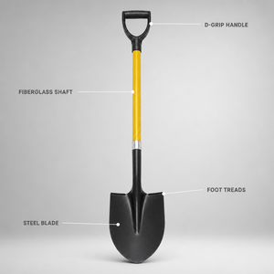 Bêche à pointe ronde avec manche en fibre de verre, poignée en D, lame en acier, bêche de terrassement pour la construction et le jardinage, vente en gros - Product Image 6