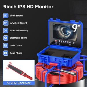 Caméra d'inspection industrielle de 60 m pour tuyaux, écran IPS 9 pouces 1080P, caméra d'égout avec localisateur 512 Hz, compteur de mètres, auto-nivelante, en fibre de verre - Product Image 6