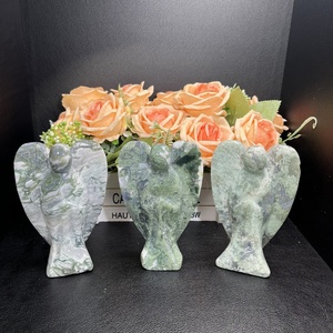 Ingrosso grande venditore prodotti spirituali di cristallo naturale muschio agata angelo intaglio per la decorazione - Product Image 2