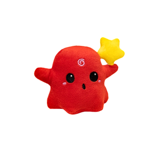 Porte-clés en peluche fantôme <span class=keywords><strong>rouge</strong></span> mignon avec <span class=keywords><strong>étoile</strong></span> jaune, breloque amusante et effrayante pour les cadeaux de fête d'Halloween en gros - Product Image 1